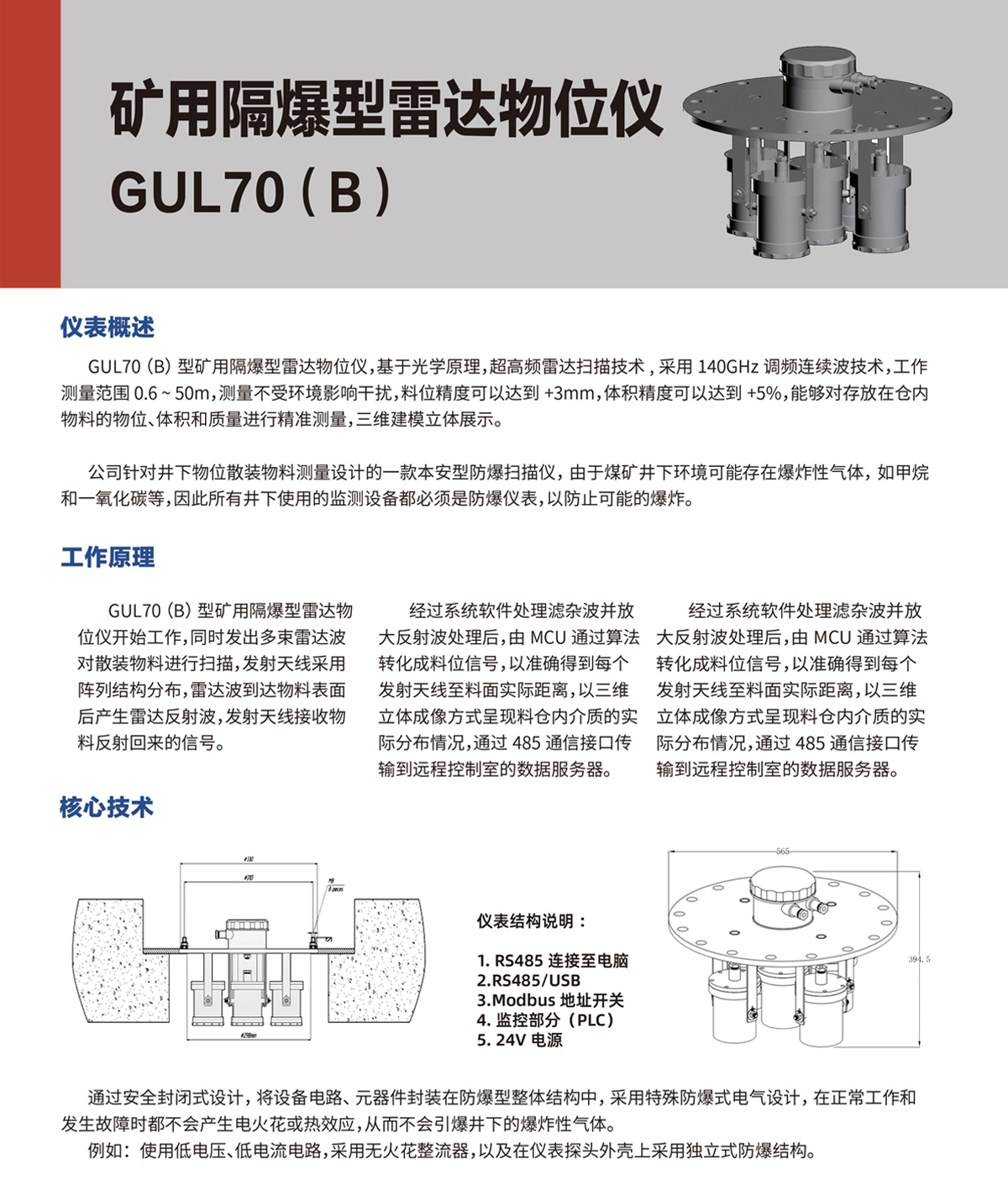 礦用隔爆型雷達(dá)物位儀 GUL70(B)(圖1)